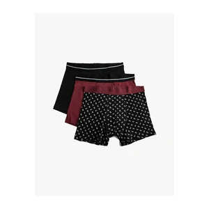 Koton Basic 3-Piece Boxer Set, Tree Patterned, Elastic Waist.