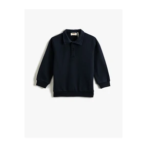 Koton Basic Polo Collar Long Sleeved T-Shirt With Buttons, Cotton