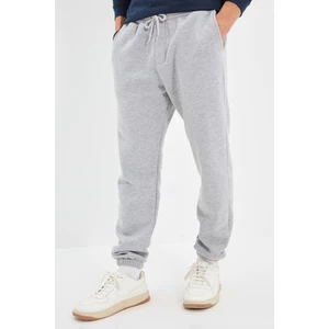 Trendyol Men's Gray Men's Regular/Normal Fit Pants with Elasticated Joggers, the inner part is Soft Pile Sweatpants