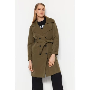Trendyol Khaki Oversize Wide-Cut Trench Coat with a Belt
