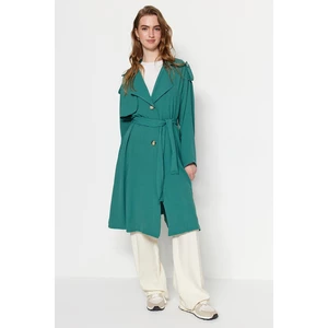 Trendyol Green Woven Trench Coat with a Belt and Belt