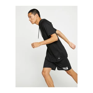 Koton Basic Sports T-Shirt with Hooded Short Sleeves, Breathable Fabric.