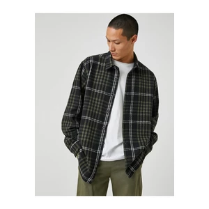 Koton Checkered Lumberjack Shirt Jacket Classic Collar