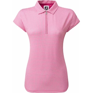 Footjoy Houndstooth Print Cap Sleeve Womens Polo Shirt Hot Pink S