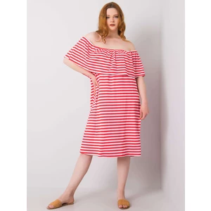 Coral and white plus size dress