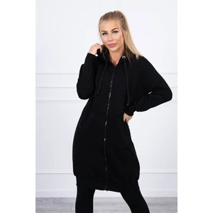 Long insulated sweatshirt with a hood black