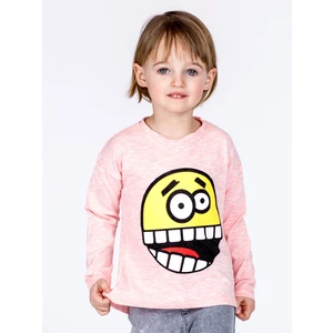 Children´s cotton blouse with a pink smiley print