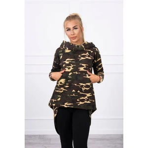 Sweatshirt with long back camo khaki+brown