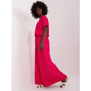 Basic fuchsia dress with short sleeves