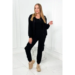 Set 3in1 sweatshirt + top + pants black
