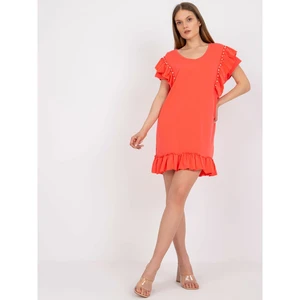 Coral mini dress with frills