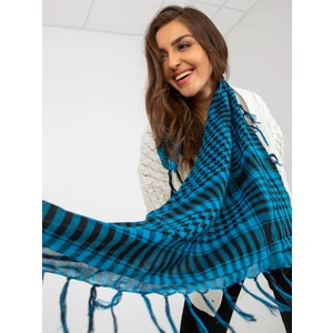 Blue and black checkered scarf