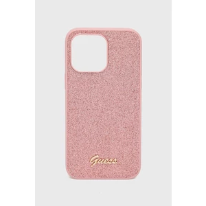 Zadní kryt Guess PC/TPU Glitter Flakes Metal Logo pro Apple iPhone 14 Pro Max, růžová