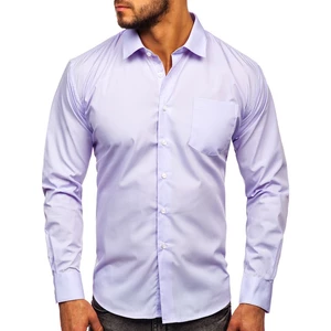 Světle fialová pánská elegantní košile s dlouhým rukávem Bolf 0003