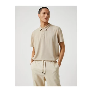 Koton Basic T-Shirt Polo Neck Buttoned Short Sleeves