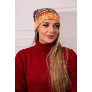 Beanie with fleece Klaudia K255 neon green+orange