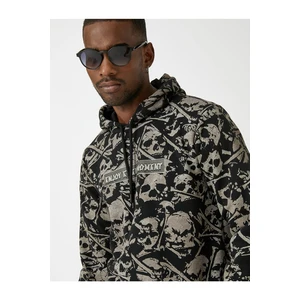 Koton Skull Printed Sweatshirt Hoodie