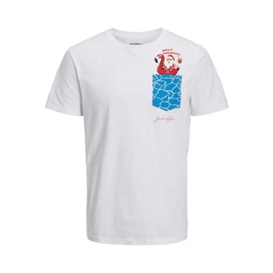 Jack&Jones Pánske tričko JORCHRISTMAS Regular Fit 12221436 Bright White S