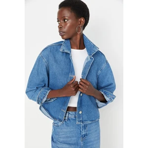 Trendyol Blue Crop Denim Shirt