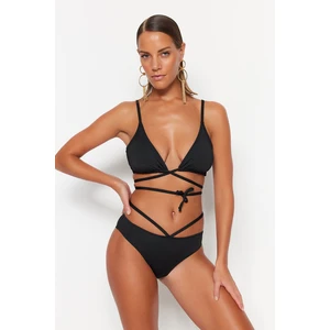 Trendyol Black Piped Regular Leg Bikini Bottom