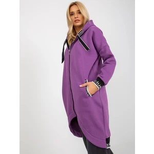 Lady's purple long sweatshirt with drawstrings