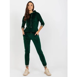 Dark green women's velour set with sweatshirt