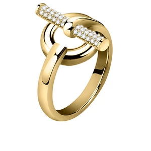 Morellato Elegantní pozlacený prsten z oceli s krystaly Abbraccio SAUC09 52 mm