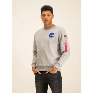 Alpha Industries Mikina Space Shuttle 178307 Sivá Regular Fit