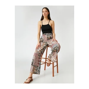 Koton High Waist Patterned Wide Leg Trousers