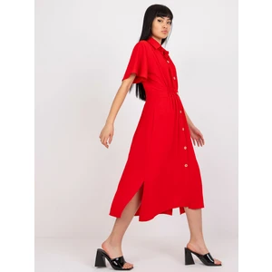 RUE PARIS red midi dress