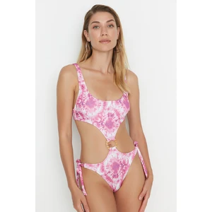 Trendyol Pink Tie Dye Patterned Accessory Detailed Swimsuit