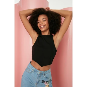 Trendyol Black Super Crop Corduroy Knitted Singlet