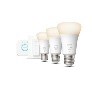 Philips Lighting Hue LED žiarovka 871951428913000 En.trieda 2021: F (A - G) Hue White E27 3er Starter Set inkl. Dimmscha