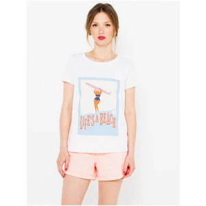 White T-shirt with CAMAIEU print - Women