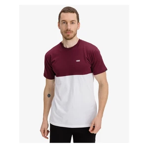 Vínovo-bílé pánské tričko VANS Colorblock - Pánské