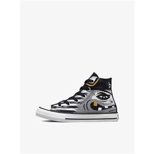 Černo-šedé dětské vzorované kotníkové tenisky Converse Chuck Taylor  - unisex