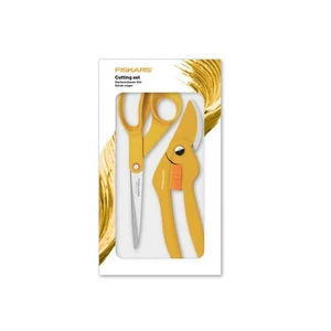 Žltý záhradný set nožničiek Fiskars Saffron