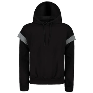 Trendyol Black Wide Cut Hoodie Sweatshirt