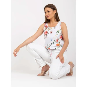 Lady's white cotton top with flowers