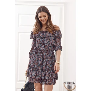 Airy dress with colorful flowers