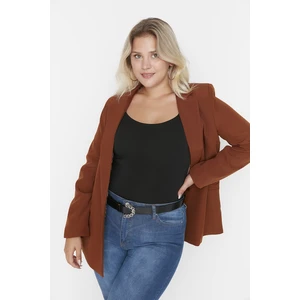 Trendyol Curve Plus Size Jacket - Brown - Regular fit