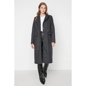 Trendyol Anthracite Button Closure Cachet Coat