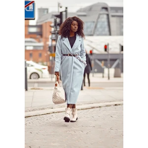 Classic long coat with blue belt