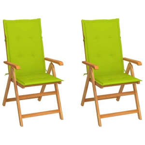 Záhradná stolička 2 ks teak / látka Dekorhome Svetlozelená,Záhradná stolička 2 ks teak / látka Dekorhome Svetlozelená