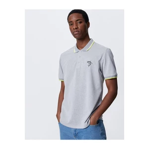 Koton Polo Collar T-Shirt with Shark Embroidered Pipes and Buttons.