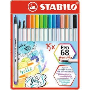 Stabilo Pen 68 brush Kovový box 15 ks