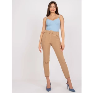 Camel fabric trousers with a Giulia belt
