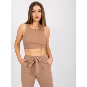 Camel top with zippers Riley RUE PARIS
