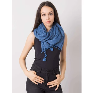 Dark blue women's scarf with fringes