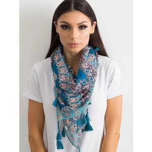 Blue scarf with ethnic print